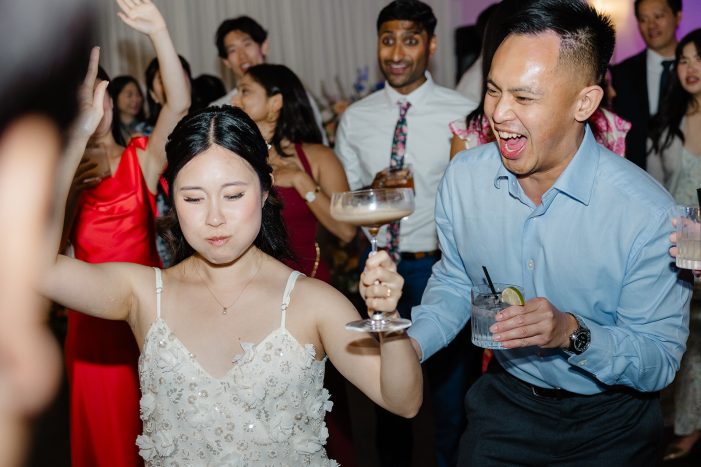 guests dancing at wedding