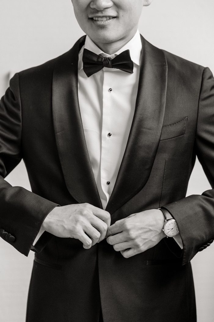close on grooms tux