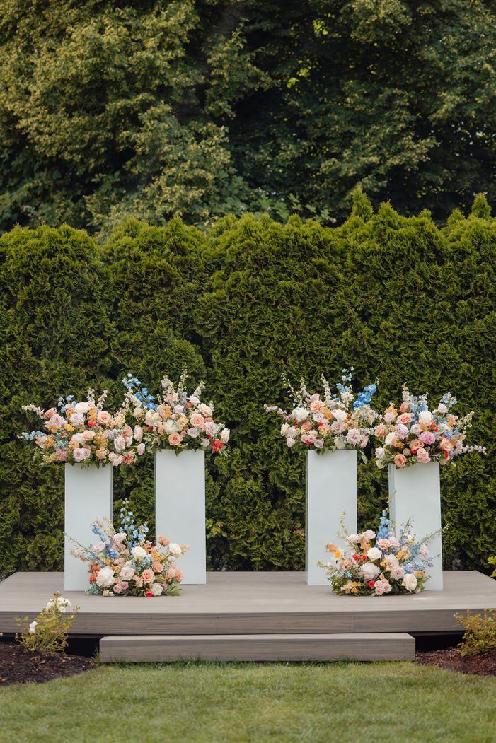 bright florals at wedding
